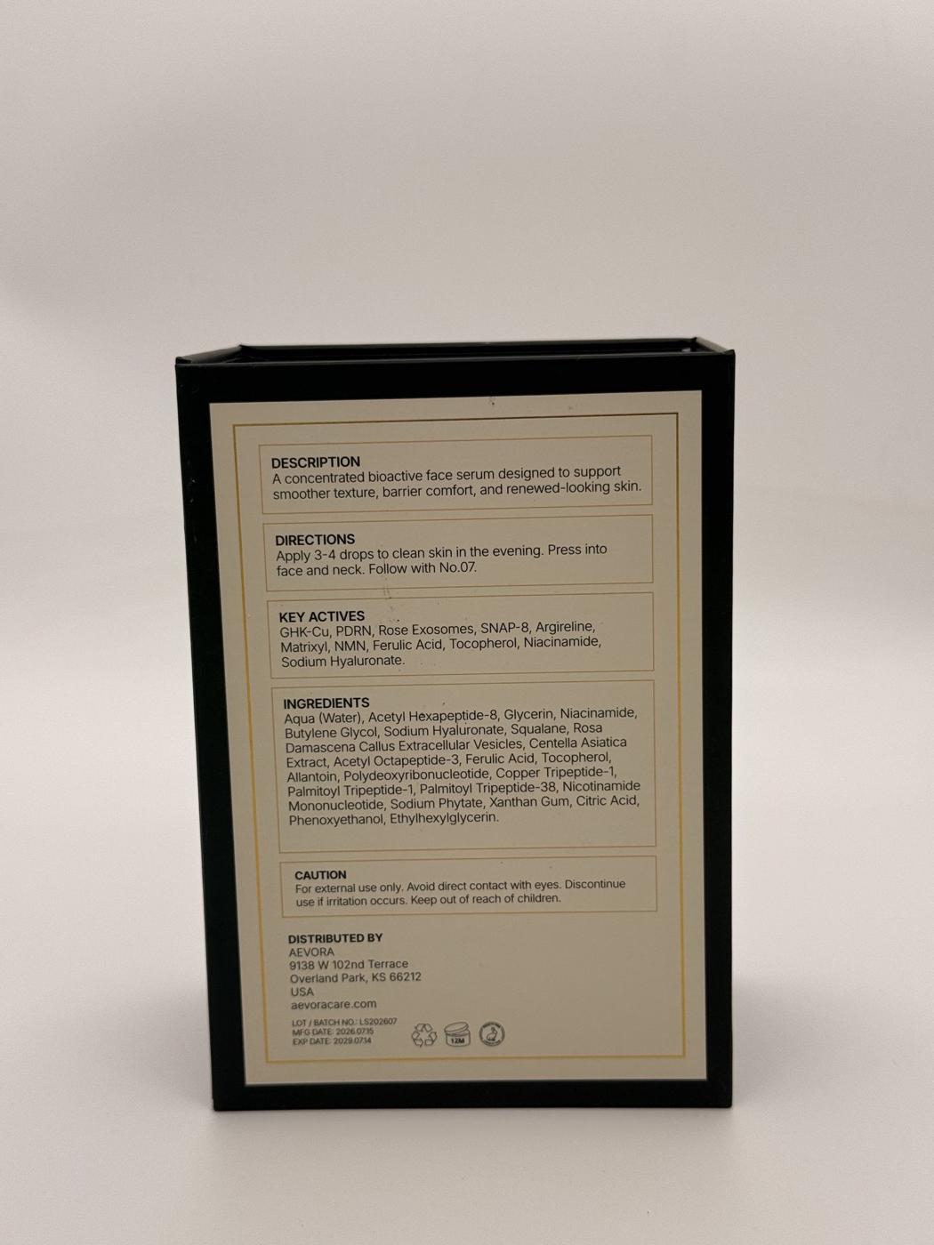 Ingredient panel printed on the Cellular Repair Serum carton, listing the full INCI, directions and caution text